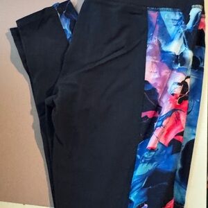Black Capri Leggings with Colorful Abstract Print